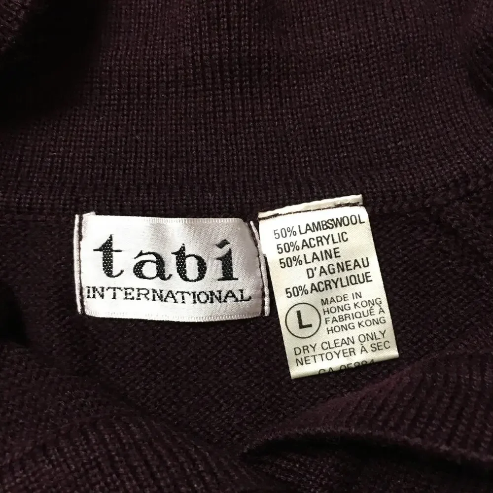 Vintage Tabi International Lambswool blend Brown Men sweater Button Up 1/4 Large